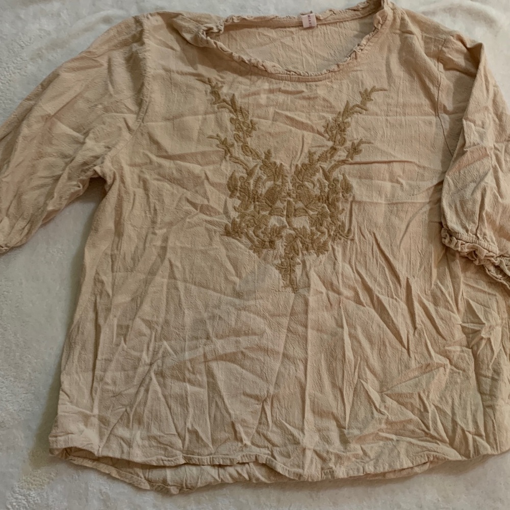 Women's Cream Embroidered Top